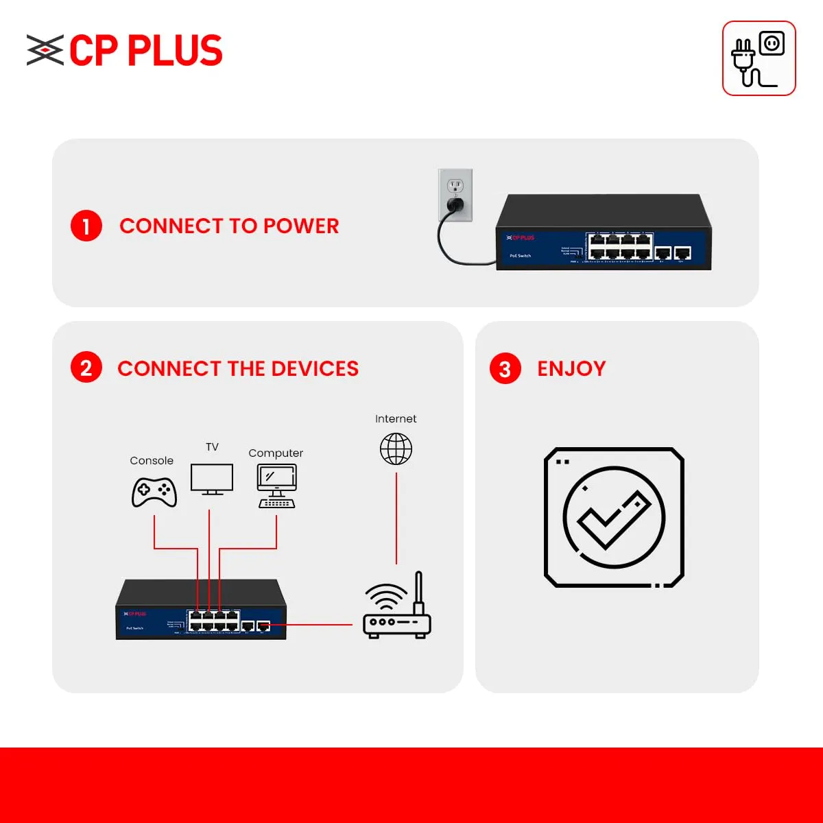 CP-Plus Poe Switch 8 Port (8 FE + 2 FE Port) view 8